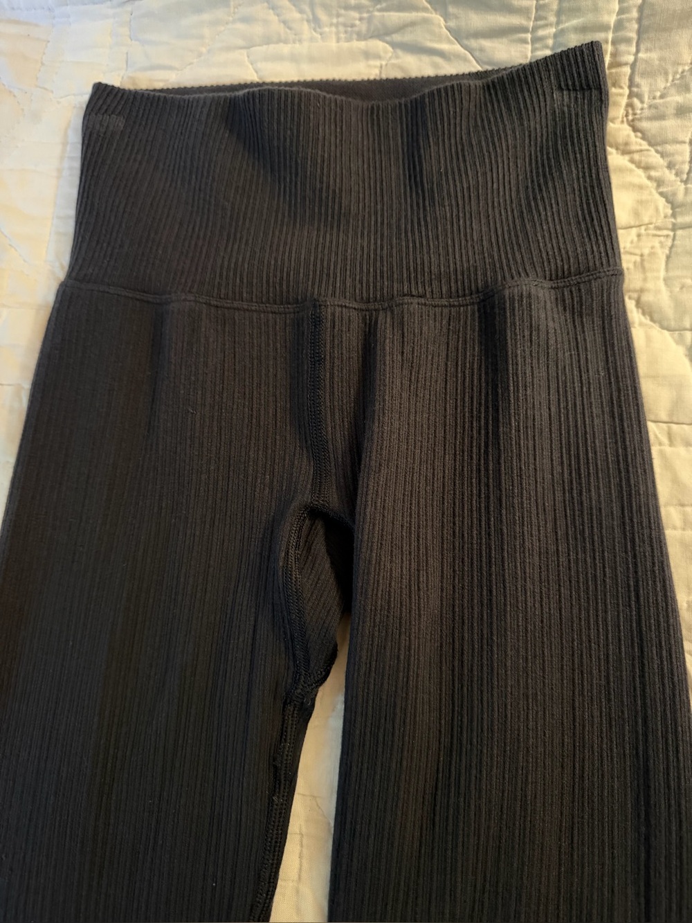 In motion pants black ribbed thick waist stretch women’s size S